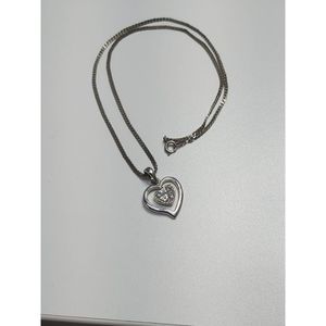 Gemmed Heart stainless steel Pendant & Chain